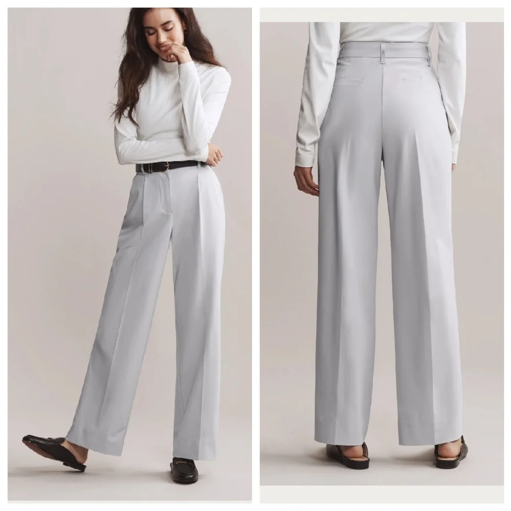 NWT Rhone Commuter Pleated Grey Trouser Pants Flex Knit Women's‎ Size 12